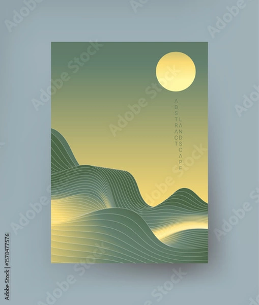 Fototapeta Abstract landscape made with smooth gradient lines.