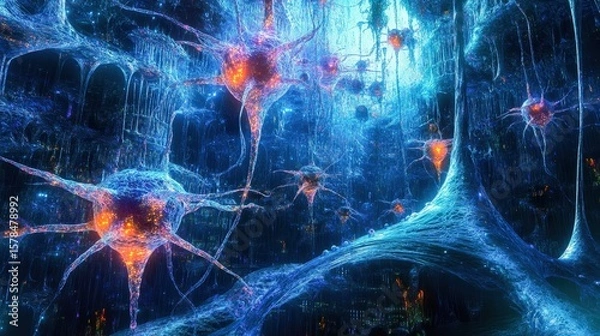 Obraz surreal neural city built on synapses