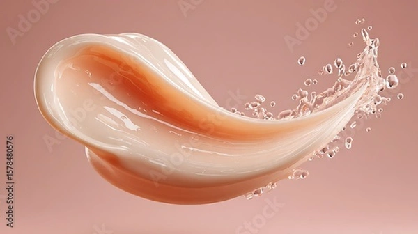 Fototapeta Swirl of Cream with Splashing Droplets