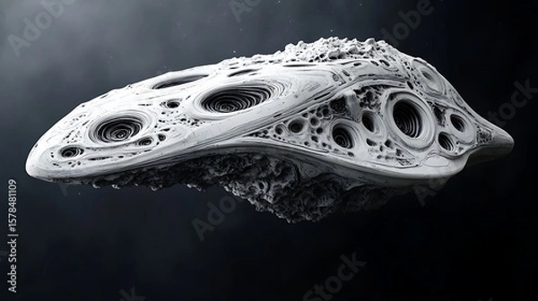 Fototapeta Abstract digital form with complex surface against dark background