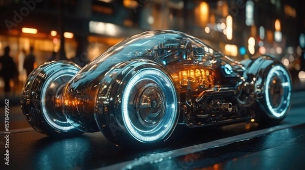 Fototapeta Time-travel vehicle with quantum engine