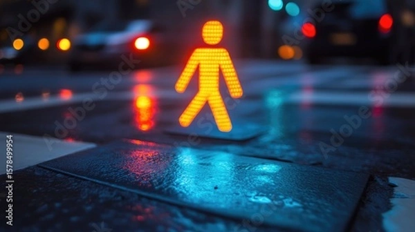 Fototapeta Traffic lights adapting via AI and pedestrian flow