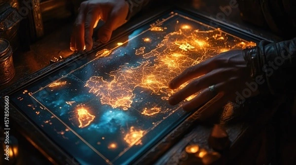 Fototapeta Transparent OLED screen displaying an interactive map