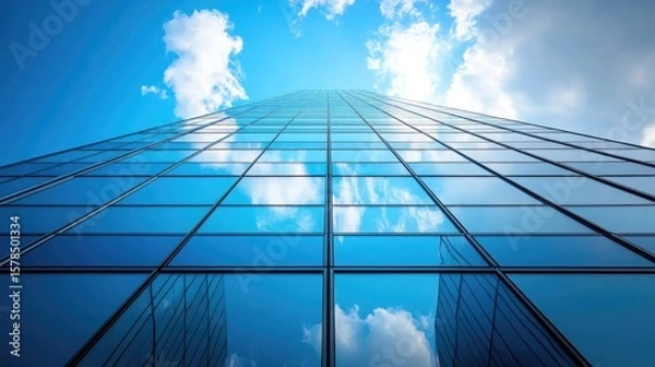 Fototapeta Transparent solar panels on skyscraper windows