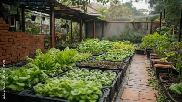 Fototapeta Urban agriculture setup using hydroponic systems