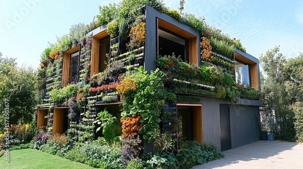 Fototapeta Urban farming is the main food source--describe a vertical farm block.