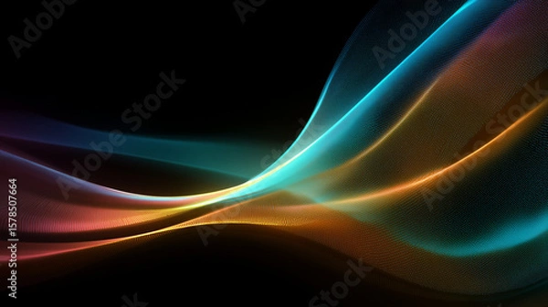 Fototapeta Gradient mesh background with flowing light ribbons