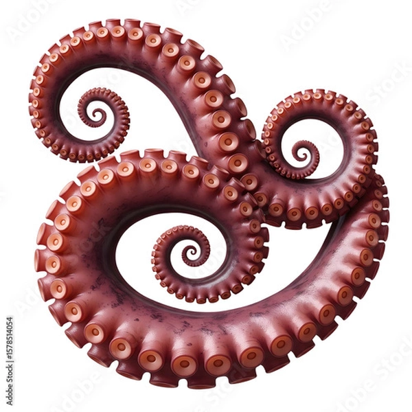 Fototapeta A mesmerizing display of octopus tentacles, isolated on transparent background, showcasing their intricate spirals and captivating texture in detail