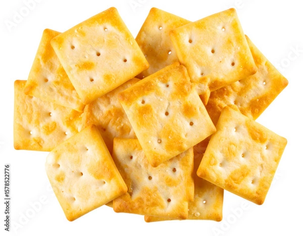 Obraz Pile of salty crackers isolated closeup