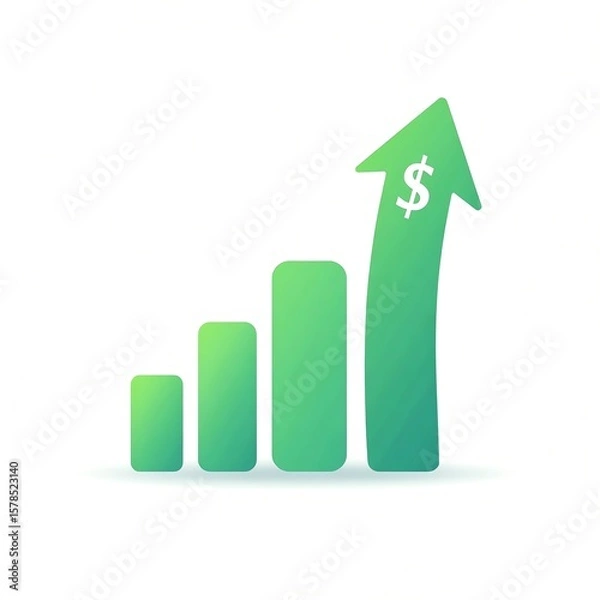 Fototapeta Green upward arrow graph chart dollar sign