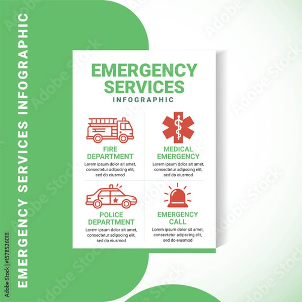 Obraz Flat Emergency Services Infographic Poster Template