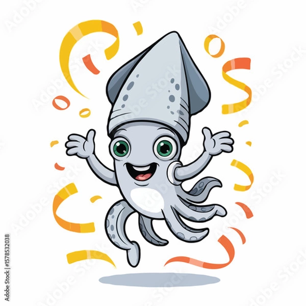 Obraz squid character design illustration happy posing