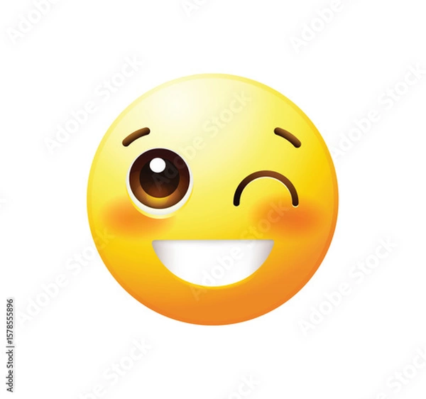Fototapeta Winking emoticon vector illustration isolated. Wink emoji icon.
