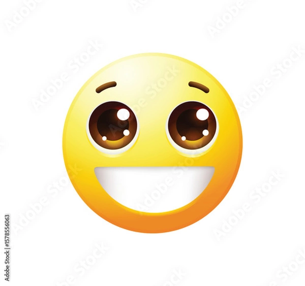 Fototapeta Smiling emoticon vector illustration isolated. Happy emoji icon.