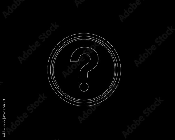 Fototapeta Black Question Mark in Circle Minimalist Icon for FAQs, Support & Uncertainty - Graphic Design
