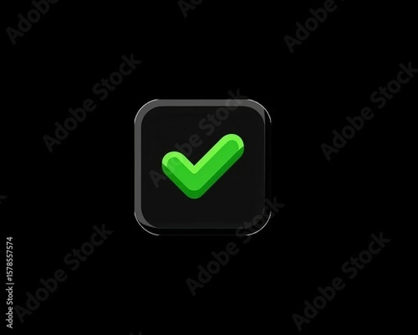 Fototapeta Green Check Mark Icon in Square Box Symbol of Approval and Correctness on Transparent Background