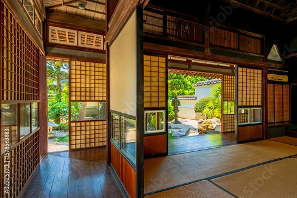 Obraz 福岡県　八女市福島の町並み　旧木下家住宅