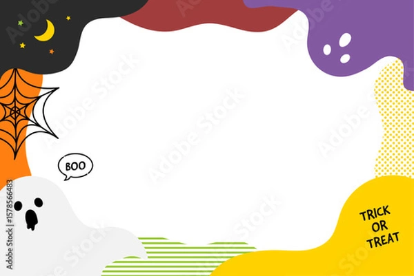 Fototapeta ポップでかわいいおばけのハロウィン背景フレーム
