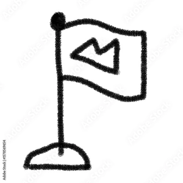 Obraz hand-drawn flag with a simple mountain, adventure, success, hiking concept. 