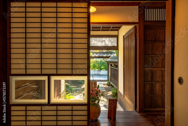 Obraz 福岡県　甘木市　秋月の町並み　武家屋敷　久野邸