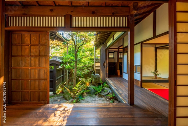 Obraz 福岡県　甘木市　秋月の町並み　武家屋敷　久野邸