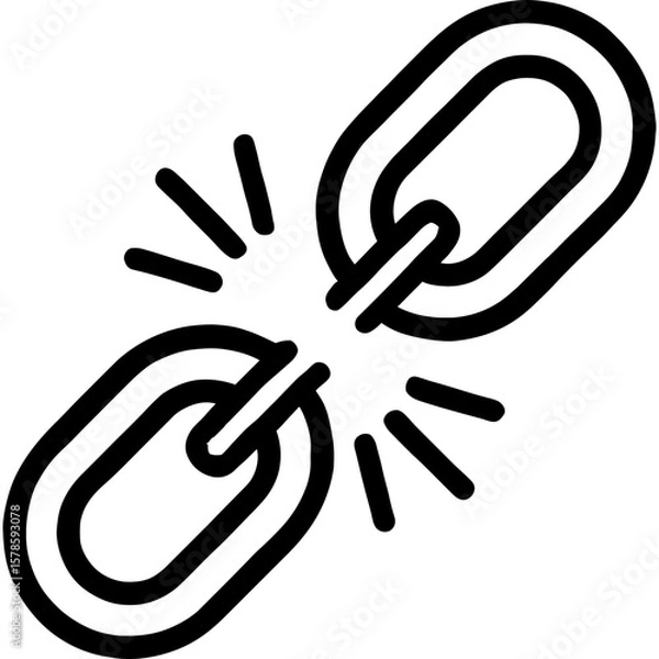 Fototapeta Unlink broken chain outline icon vector