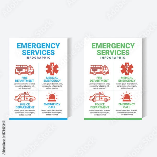 Obraz Emergency Services Infographic Poster Template	