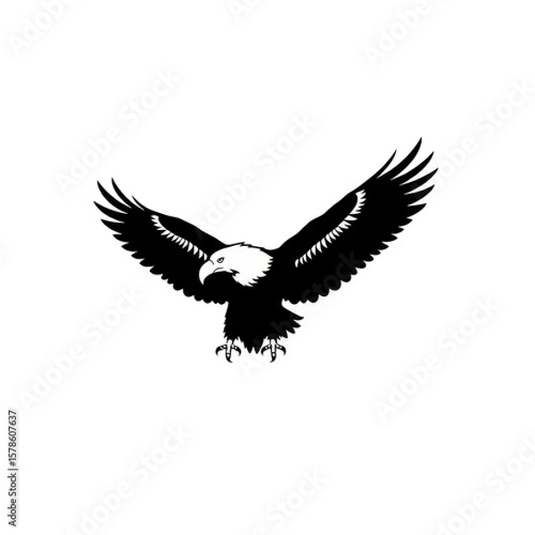 Fototapeta Stylized Illustration of a Soaring Bald Eagle with Outstretched Wings on Transparent Background