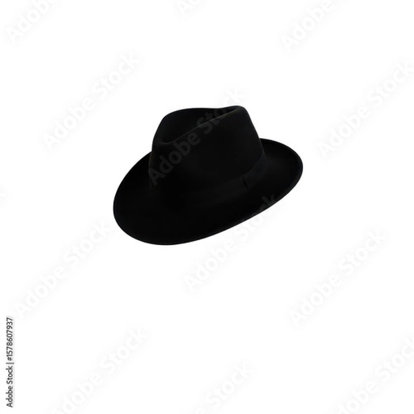 Fototapeta Classic black fedora hat isolated on transparent background with sharp details and sleek design