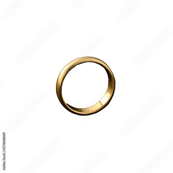 Fototapeta Minimalist polished gold ring with smooth shiny surface on black background transparent isolated