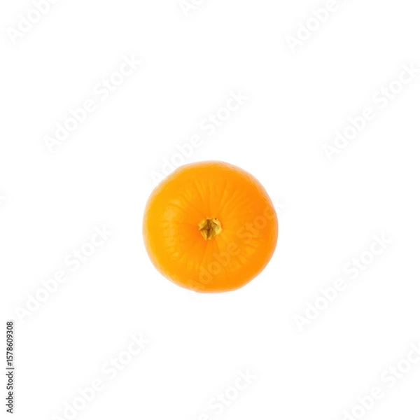 Fototapeta Top view of a single vibrant orange pumpkin with visible stem isolated on transparent background