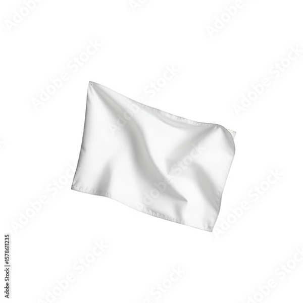 Fototapeta White flag waving gently on transparent background symbolizing peace surrender or neutrality