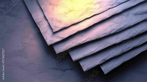Fototapeta Abstract Composition Featuring Overlapping Textured Paper Layers in Soft Lighting