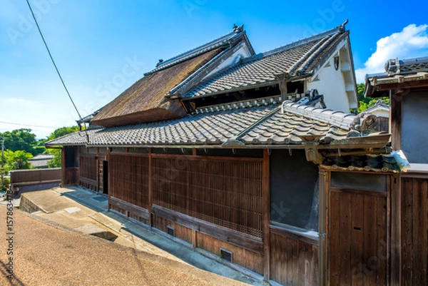 Obraz 奈良県　当麻町　竹内街道の町並み