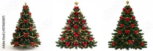 Obraz christmas tree decoration; Christmas tree  with red bows