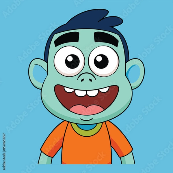 Fototapeta Smiling Cartoon Character: A cheerful illustration of a cartoon figure with a wide grin and bright eyes. It is perfect for projects aimed at children vector