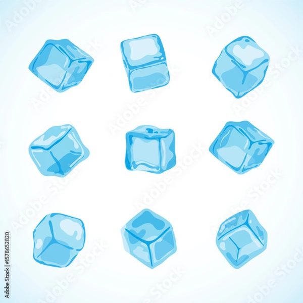 Fototapeta Vector set of isolated ice cubes
