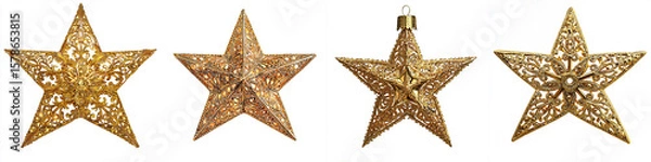 Obraz glittering golden Christmas star ornament intricate