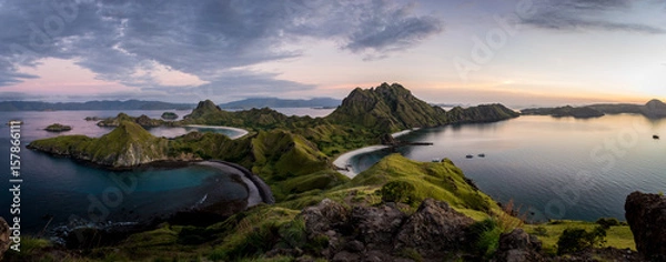 Fototapeta Landscape view from the top of Padar island in Komodo islands, Flores, Indonesia.