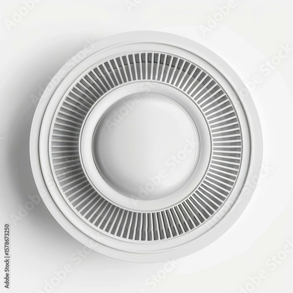 Fototapeta Modern ceiling lamp casting light on a clear white background, ideal for architecture and interior design projects