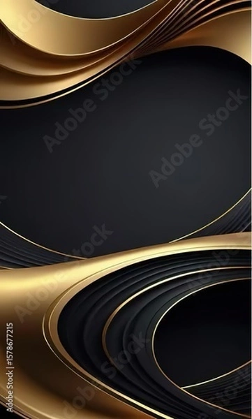 Obraz Luxury Abstract Background: Layered Gold Curves on Black, Conveying Modern and Elegant Design Vibe