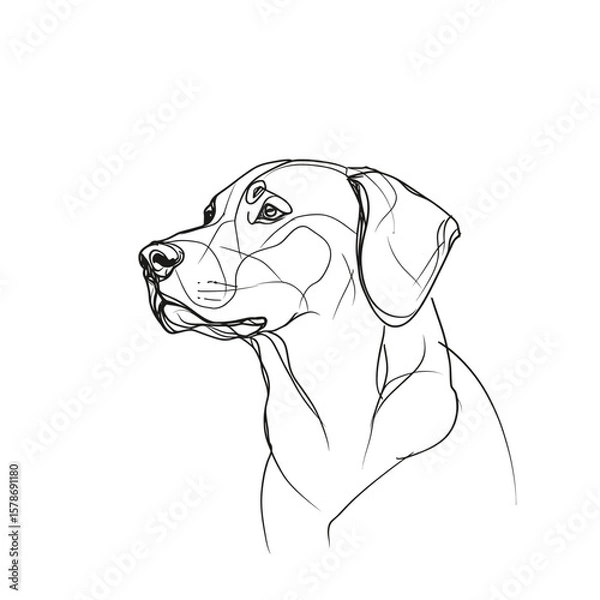 Fototapeta Outline illustration of a dog profile with detailed features, isolated on transparent background 