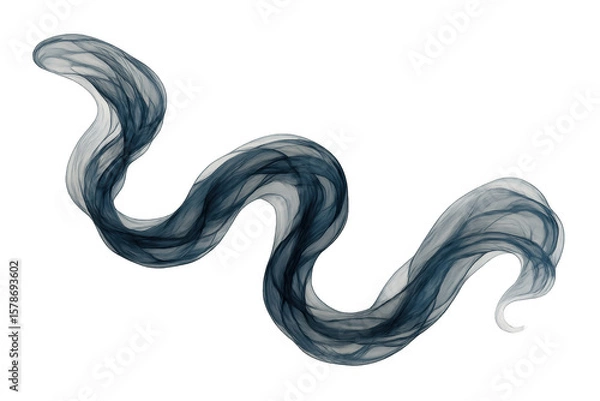 Fototapeta Blue smoke waves curling gracefully on transparent backdrop, representing ethereal movement for perfume, cosmetic, and design projects emphasizing elegant fluidity