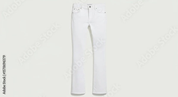 Obraz Clean White Denim Jeans Isolated on a Plain Background, Fashion Apparel.