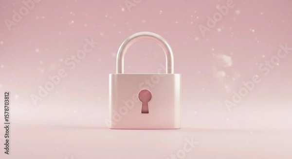 Obraz A delicate pink padlock symbolizing love security and protection against a soft pink background with