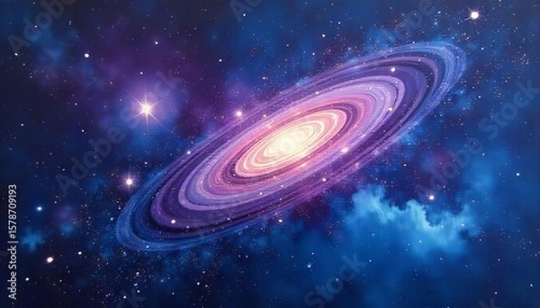 Fototapeta Vibrant spiral galaxy painting for cosmic themed designs. Perfect for astronomy enthusiasts, space themed events, and educational materials. Ideal for posters and backgrounds.