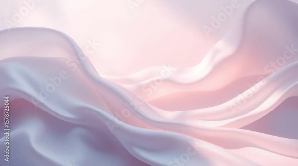 Fototapeta Soft pastel-colored abstract fabric waves with smooth flowing motion, elegant and modern background for fashion, technology, or beauty themes