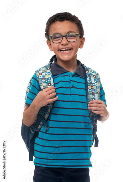 Obraz Young Happy Boy Student With Backpack Smiling