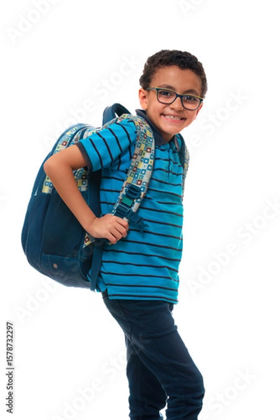 Obraz Young Happy Boy Student With Backpack Smiling Confidently