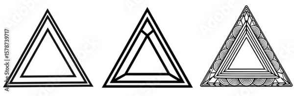 Obraz Triangle Pattern Frame Outline - Coloring Book Page Vector Design